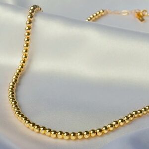 18K Gold Bead Necklace- 18" with 1" adjustable chain